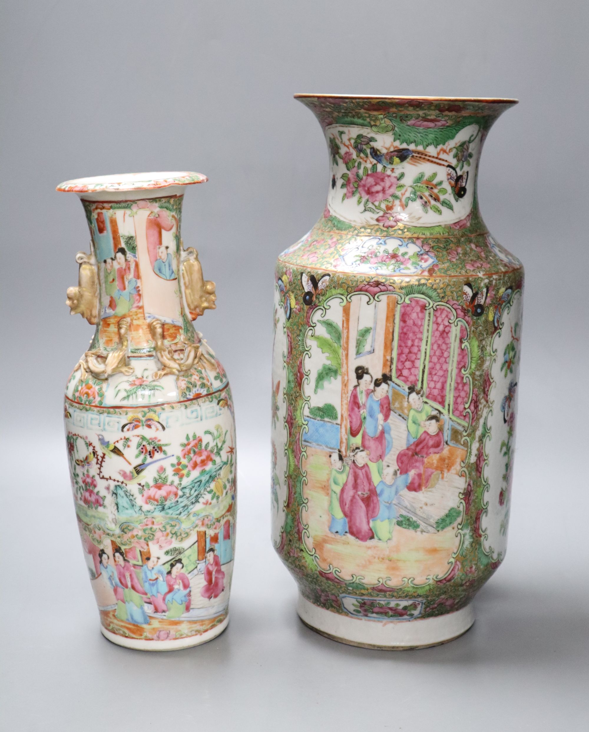 Two Chinese famille rose vases, late 19th century